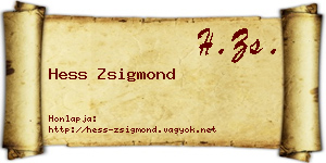 Hess Zsigmond névjegykártya